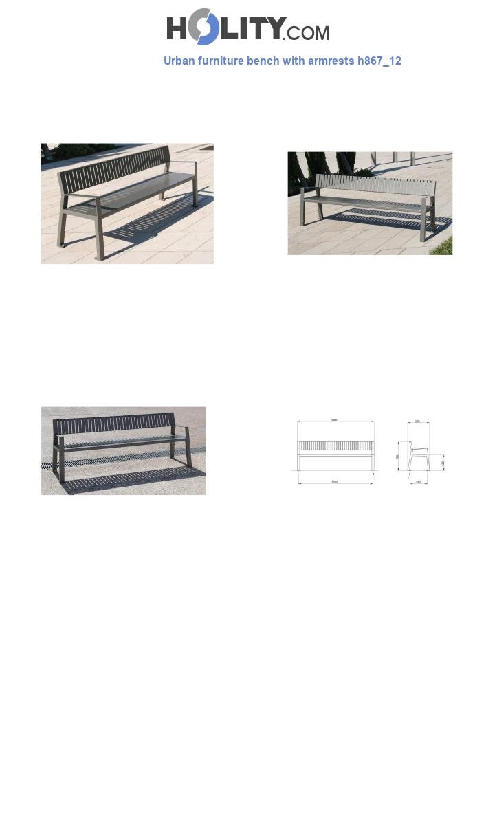 Urban furniture bench with armrests h867_12