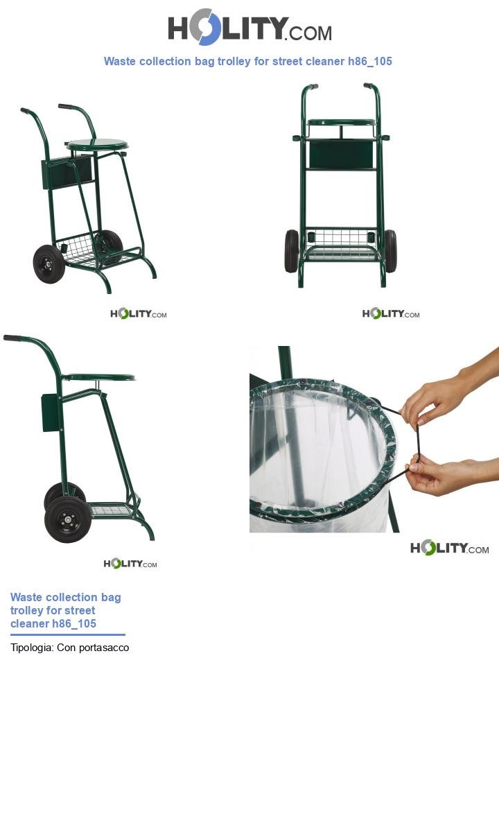 Waste collection bag trolley for street cleaner h86_105