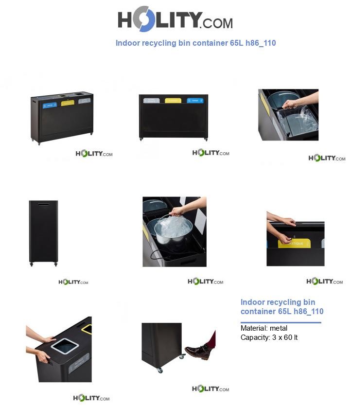 Indoor recycling bin container 65L h86_110