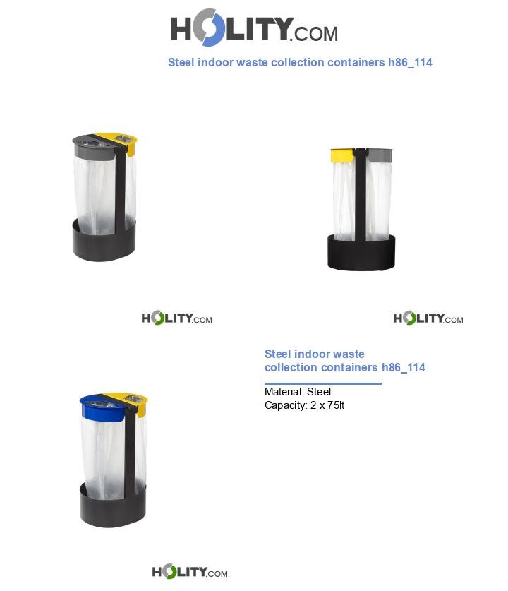 Steel indoor waste collection containers h86_114