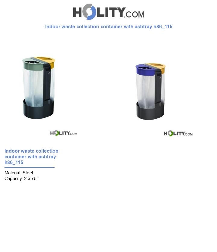 Indoor waste collection container with ashtray h86_115