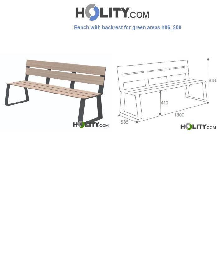 Bench with backrest for green areas h86_200
