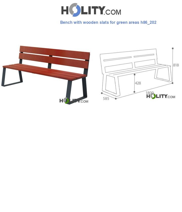 Bench with wooden slats for green areas h86_202