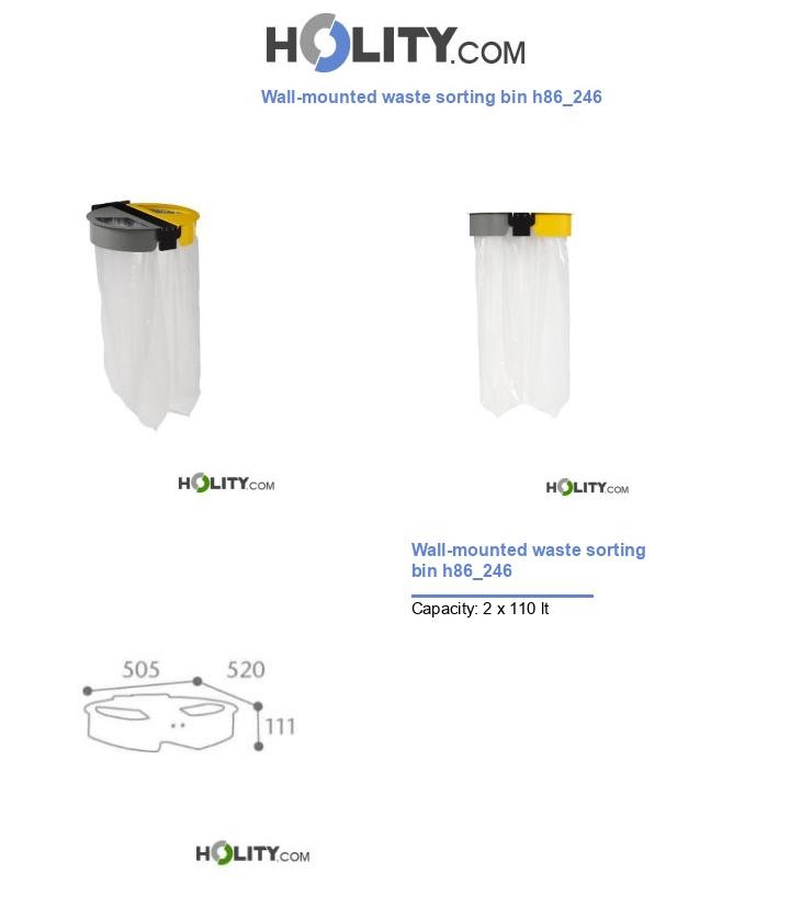Wall-mounted waste sorting bin h86_246