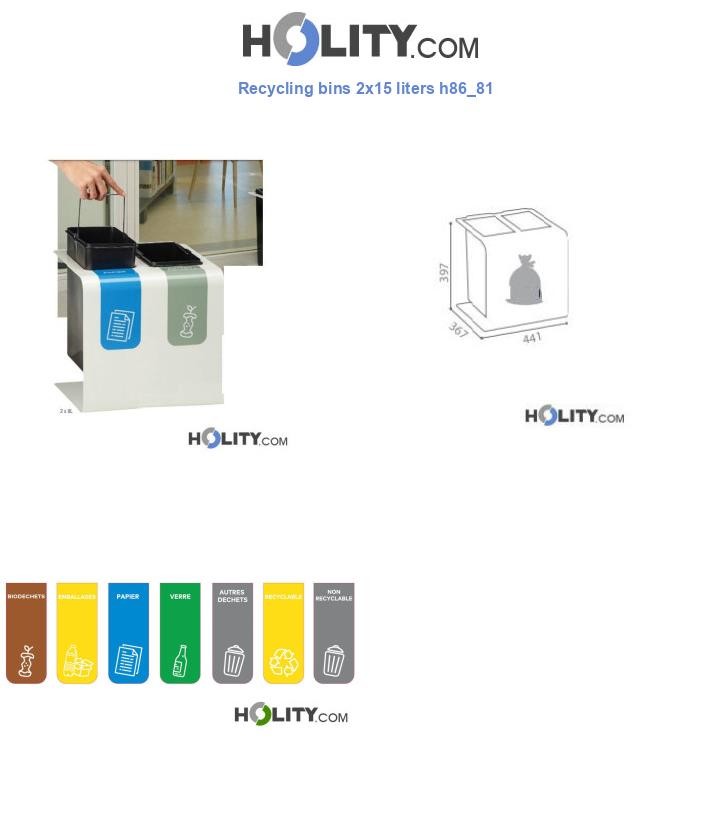 Recycling bins 2x15 liters h86_81