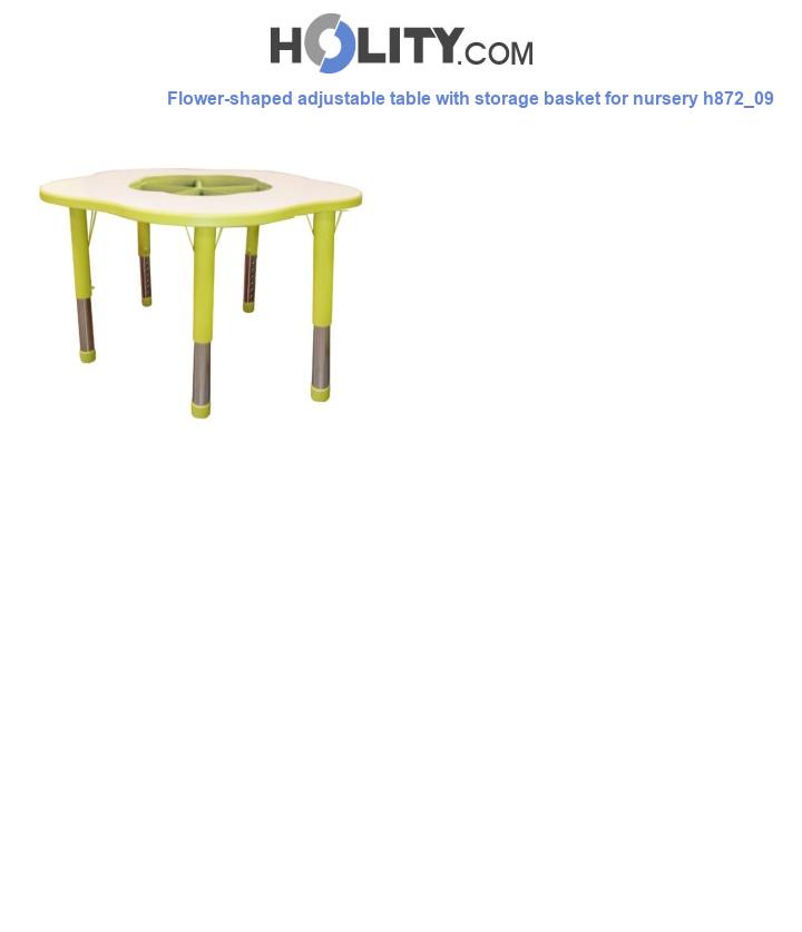 Flower-shaped adjustable table with storage basket for nursery h872_09