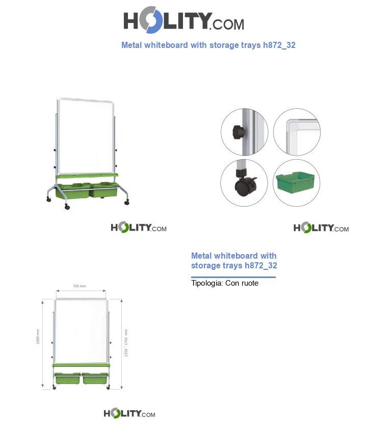 Metal whiteboard with storage trays h872_32