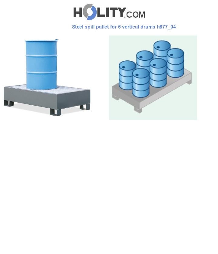 Steel spill pallet for 6 vertical drums h877_04
