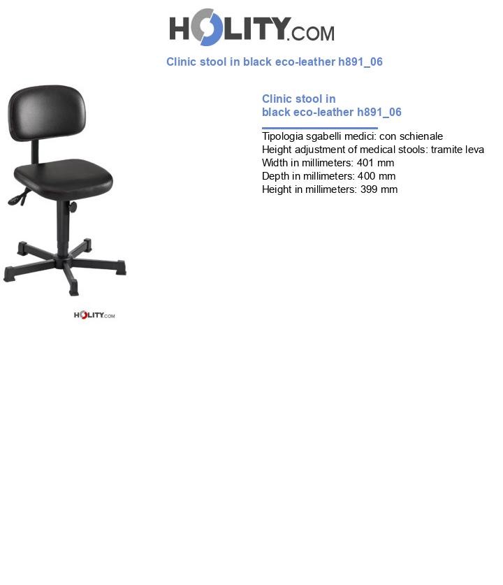 Clinic stool in black eco-leather h891_06
