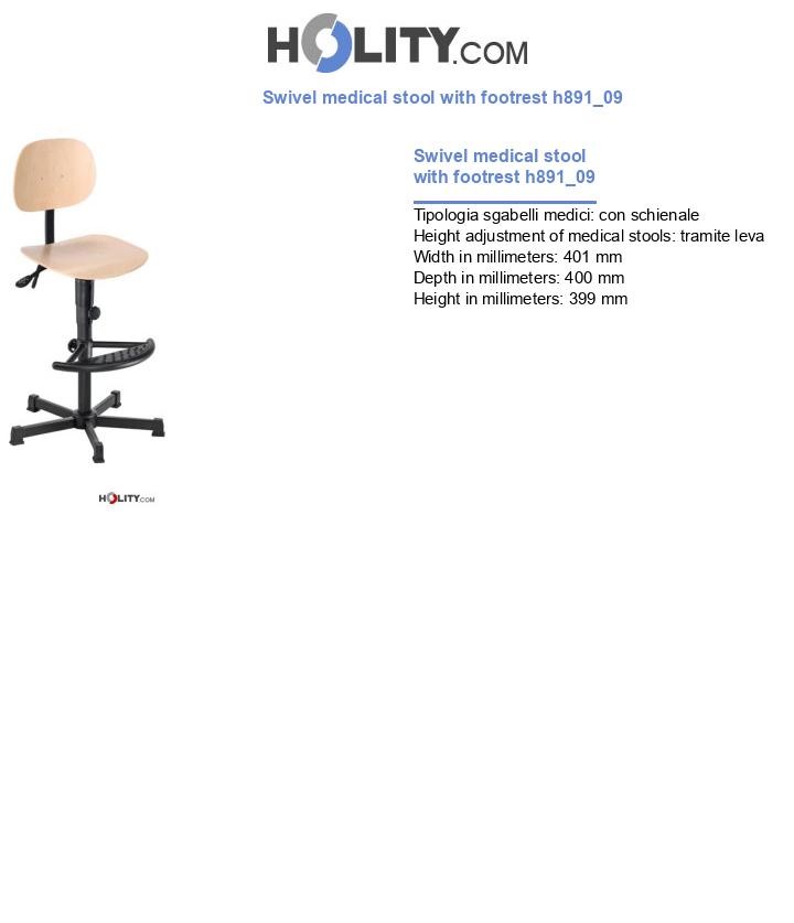 Swivel medical stool with footrest h891_09