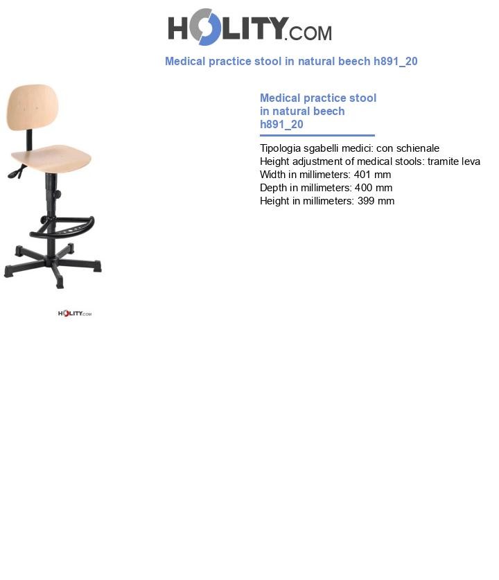 Medical practice stool in natural beech h891_20