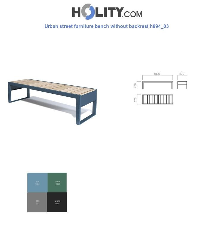 Urban street furniture bench without backrest h894_03