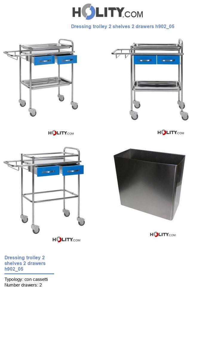 Dressing trolley 2 shelves 2 drawers h902_05