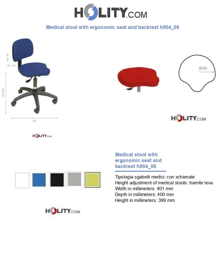 Medical stool with ergonomic seat and backrest h904_06