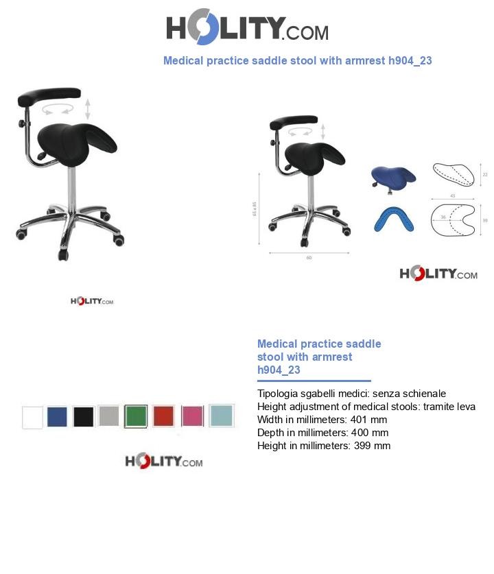 Medical practice saddle stool with armrest h904_23