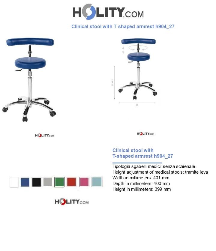 Clinical stool with T-shaped armrest h904_27