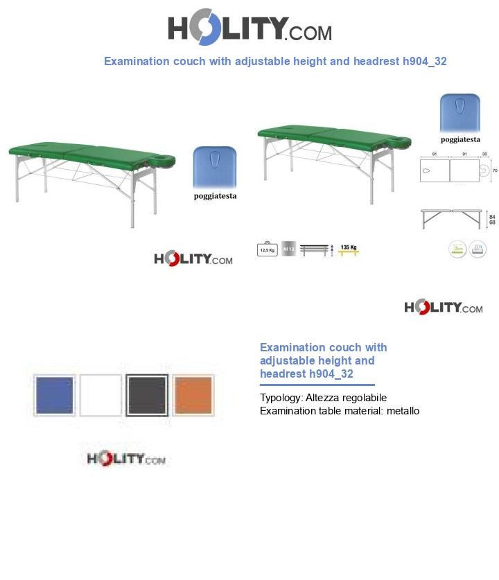 Examination couch with adjustable height and headrest h904_32