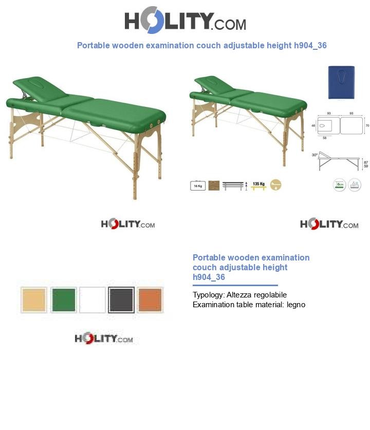 Portable wooden examination couch adjustable height h904_36