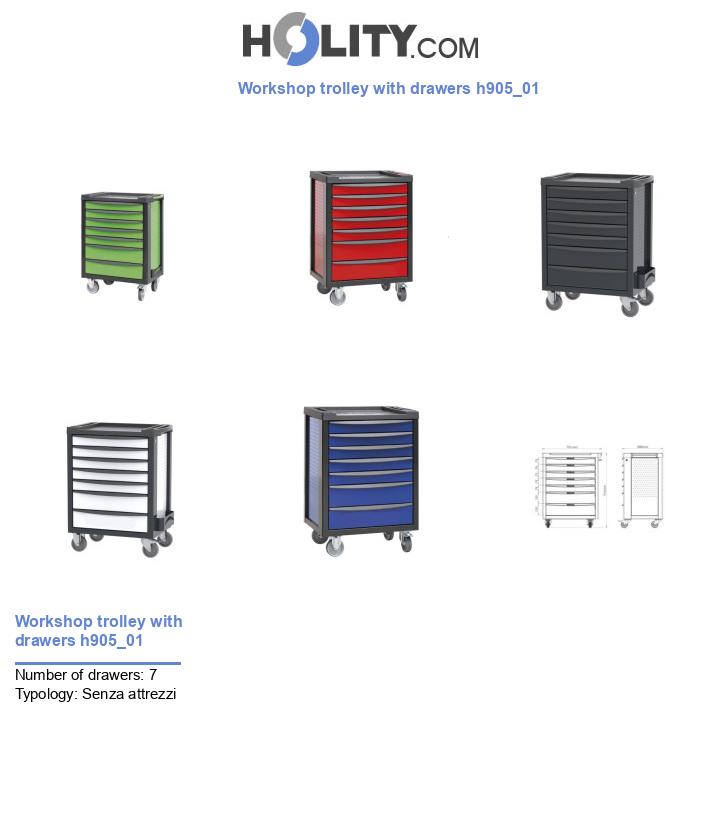 Workshop trolley with drawers h905_01