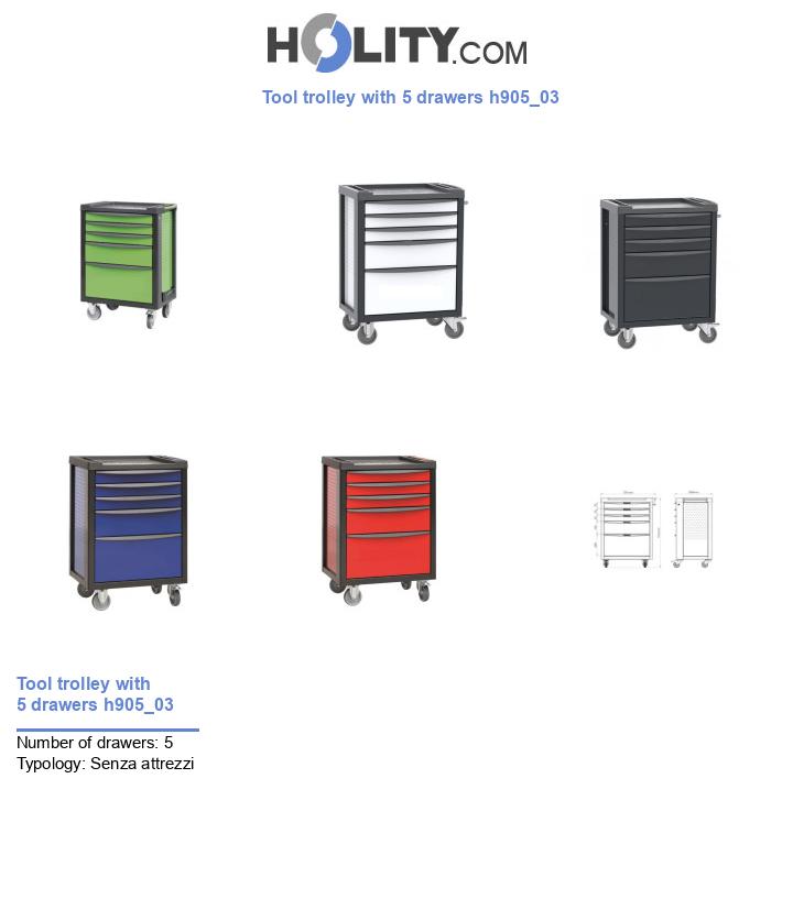 Tool trolley with 5 drawers h905_03