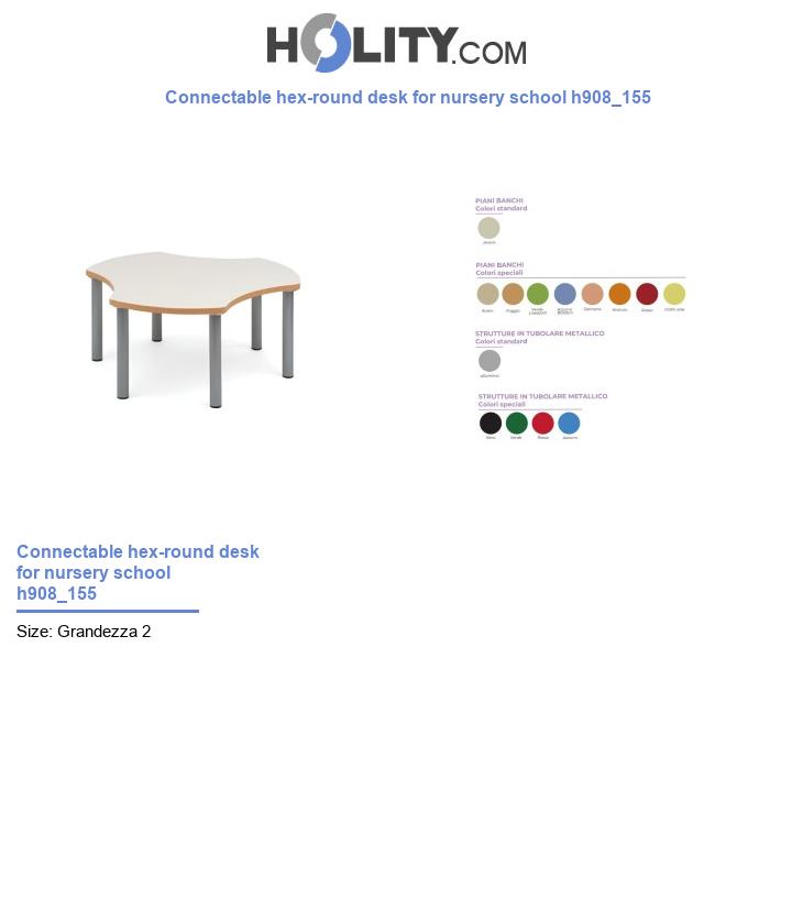 Connectable hex-round desk for nursery school h908_155