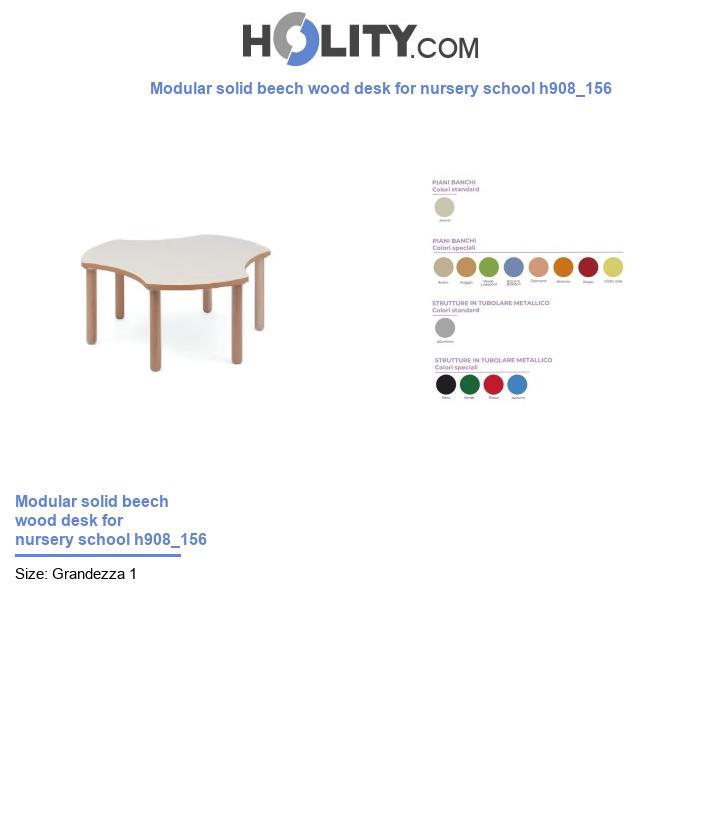 Modular solid beech wood desk for nursery school h908_156