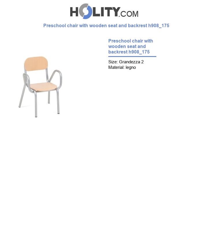 Preschool chair with wooden seat and backrest h908_175