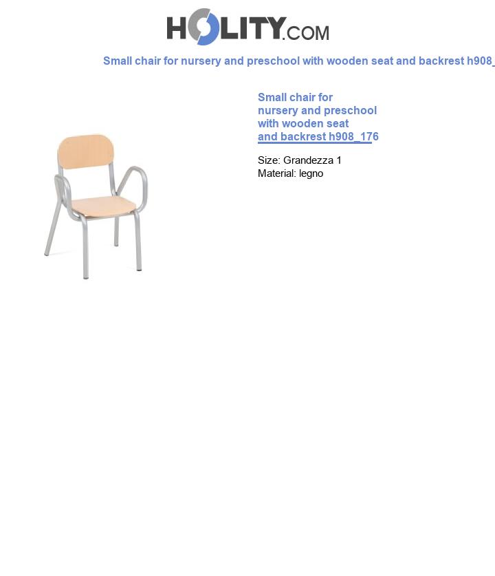 Small chair for nursery and preschool with wooden seat and backrest h908_176
