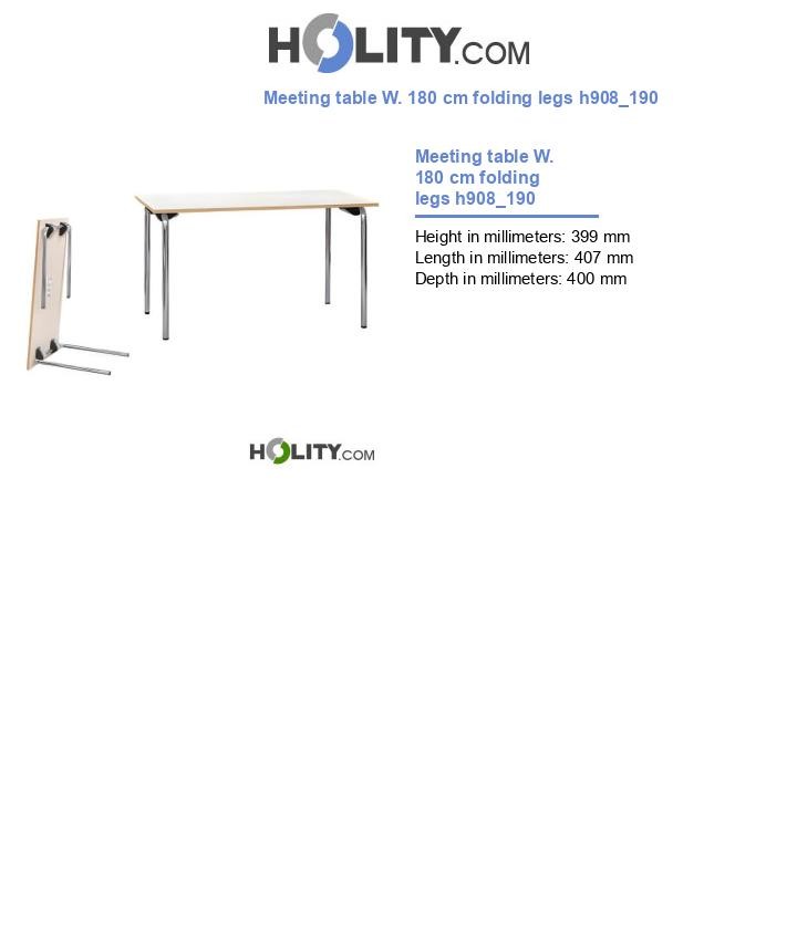 Meeting table W. 180 cm folding legs h908_190