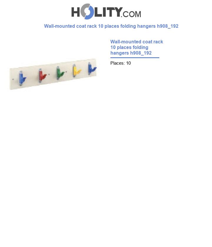 Wall-mounted coat rack 10 places folding hangers h908_192