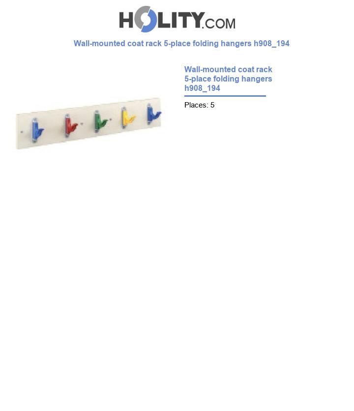 Wall-mounted coat rack 5-place folding hangers h908_194