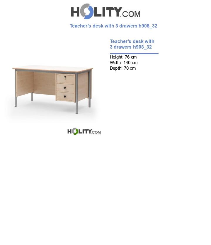 Teacher’s desk with 3 drawers h908_32