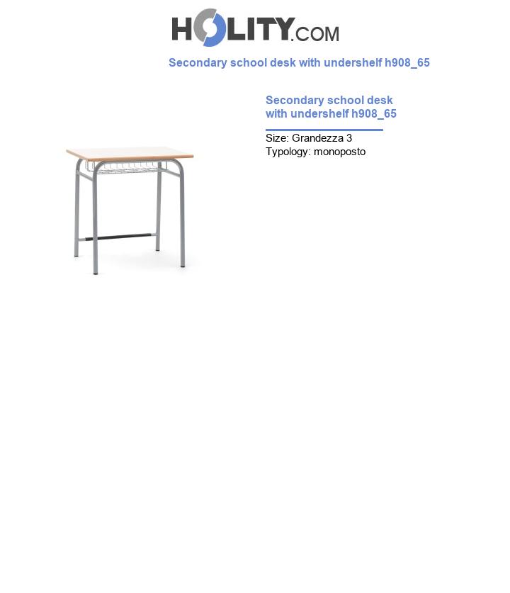 Secondary school desk with undershelf h908_65