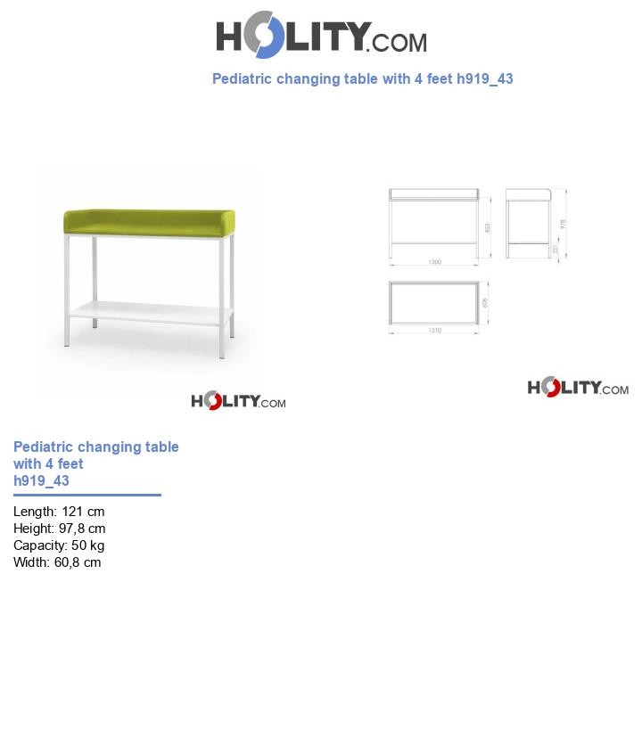 Pediatric changing table with 4 feet h919_43