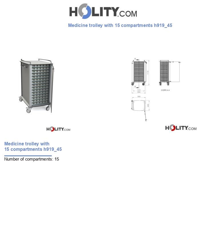 Medicine trolley with 15 compartments h919_45