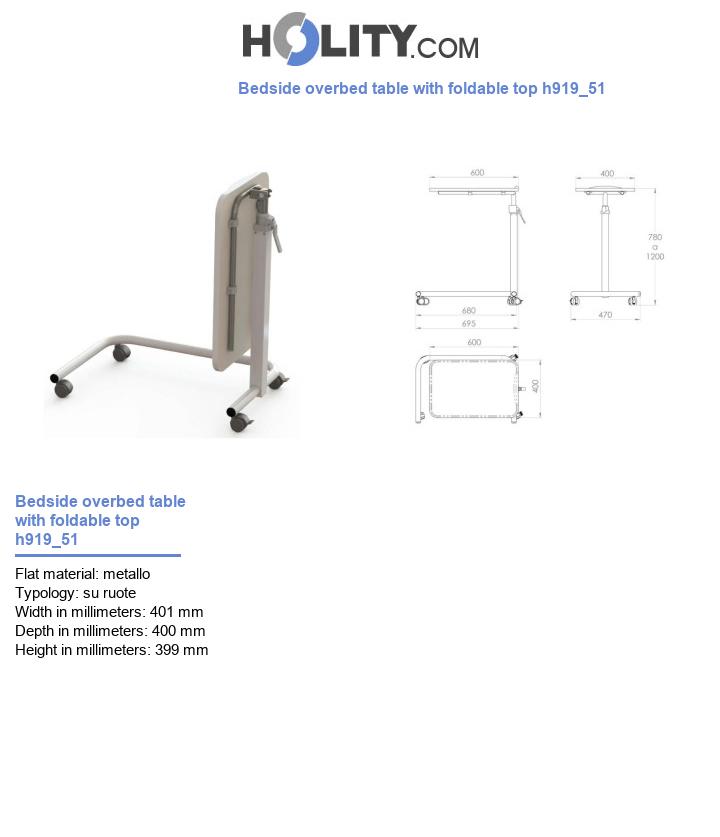 Bedside overbed table with foldable top h919_51