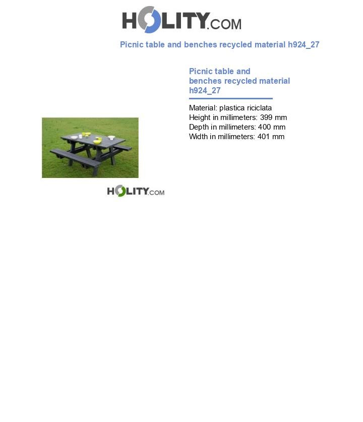 Picnic table and benches recycled material h924_27