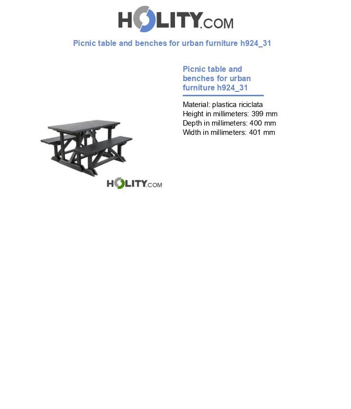 Picnic table and benches for urban furniture h924_31