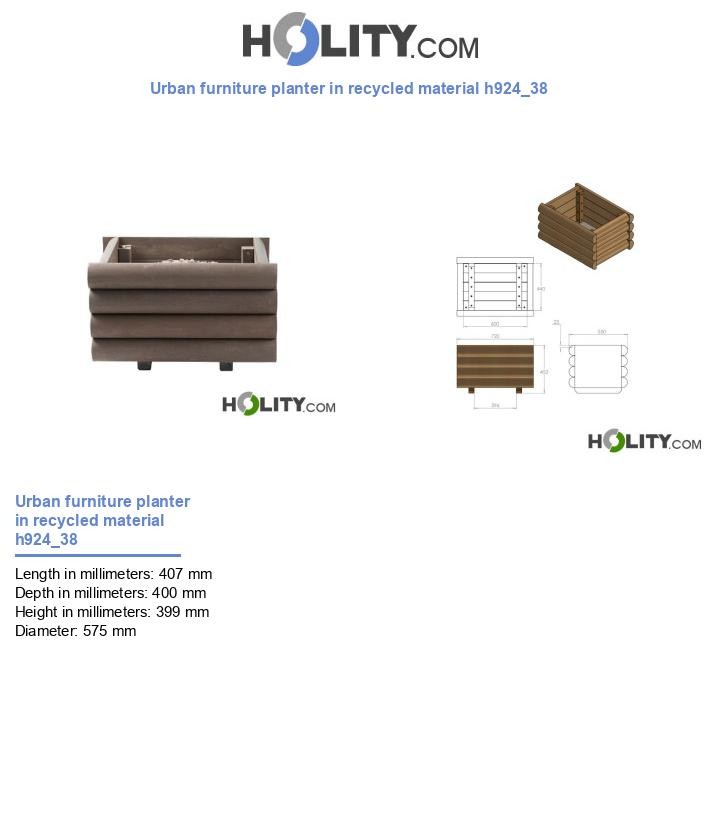 Urban furniture planter in recycled material h924_38