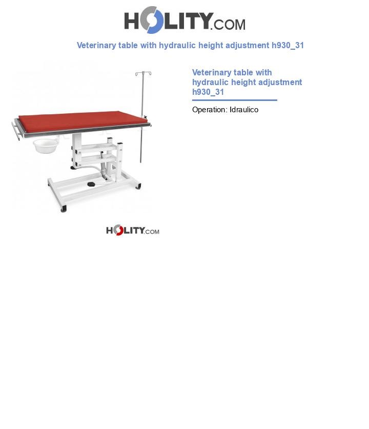 Veterinary table with hydraulic height adjustment h930_31