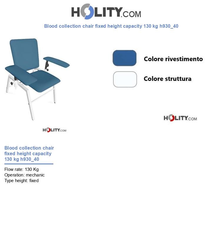 Blood collection chair fixed height capacity 130 kg h930_40