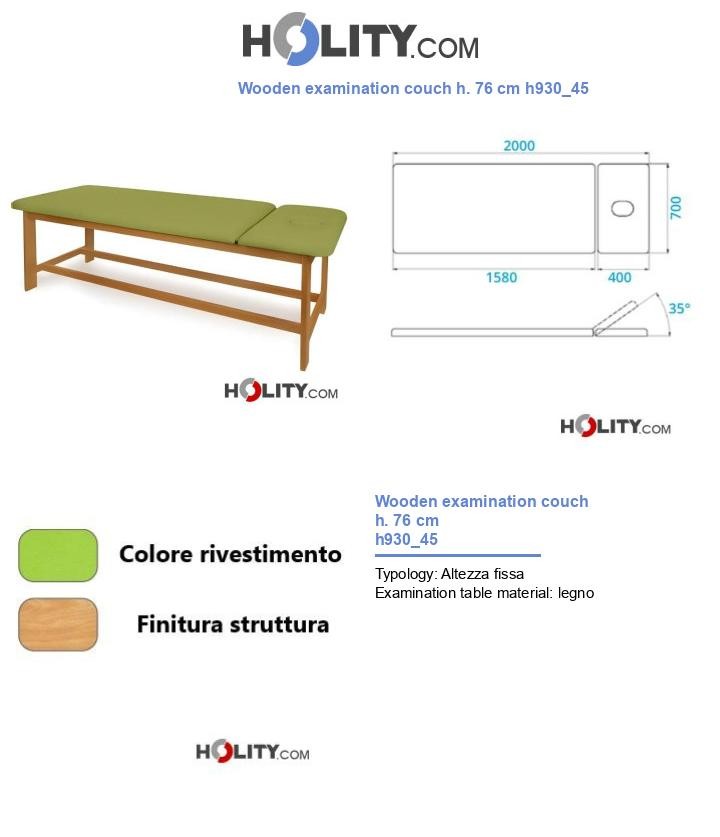 Wooden examination couch h. 76 cm h930_45