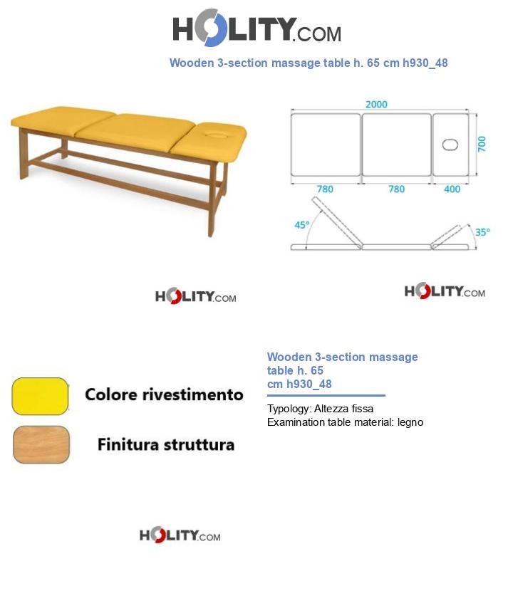 Wooden 3-section massage table h. 65 cm h930_48