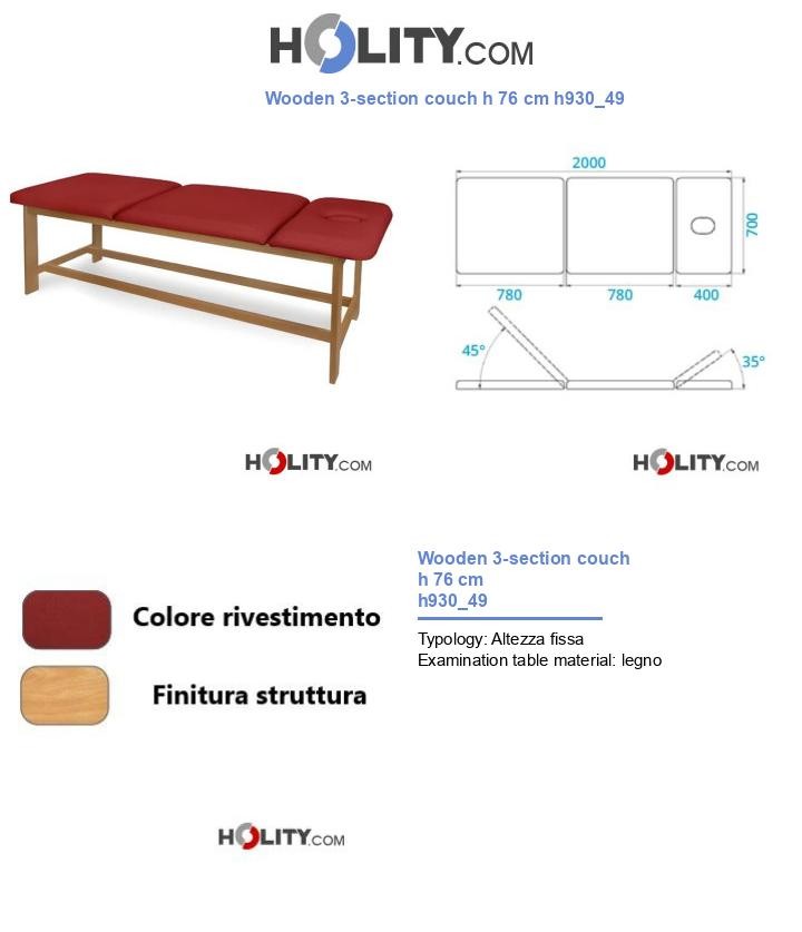 Wooden 3-section couch h 76 cm h930_49