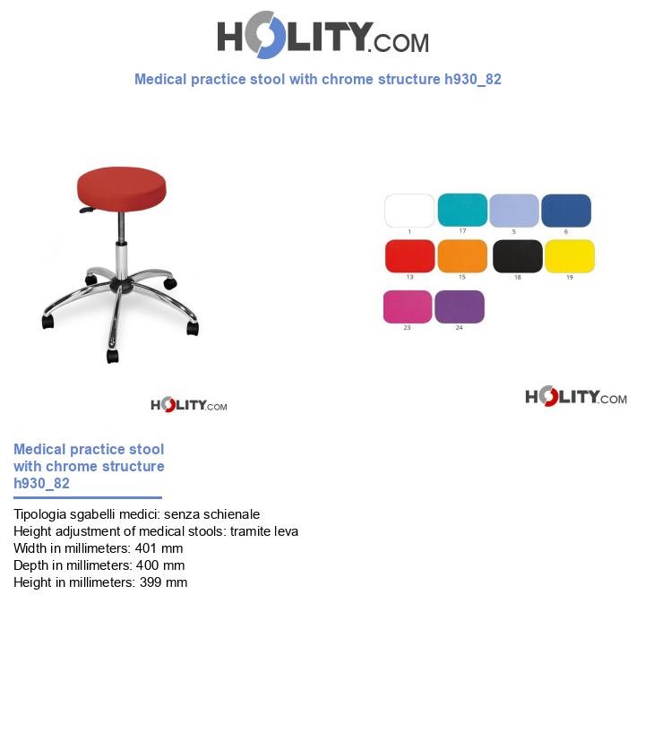 Medical practice stool with chrome structure h930_82