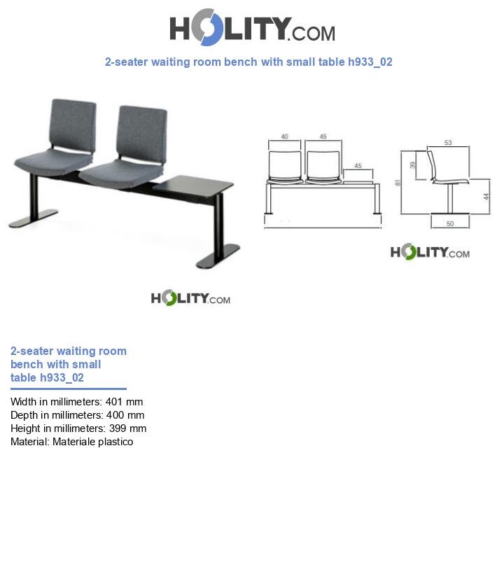2-seater waiting room bench with small table h933_02