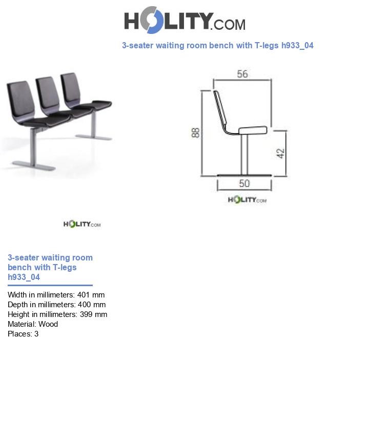 3-seater waiting room bench with T-legs h933_04