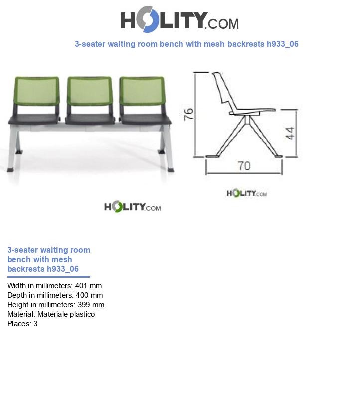 3-seater waiting room bench with mesh backrests h933_06