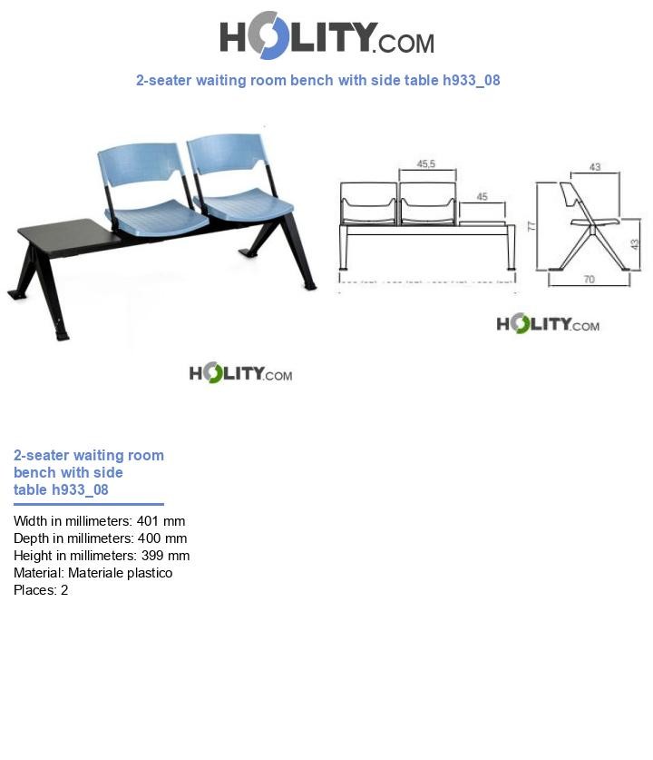 2-seater waiting room bench with side table h933_08