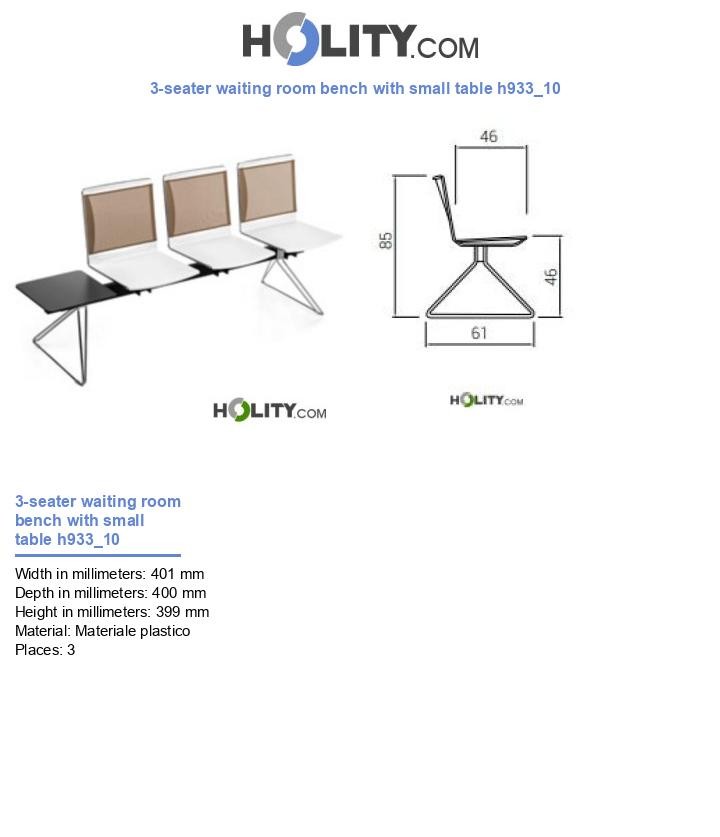 3-seater waiting room bench with small table h933_10